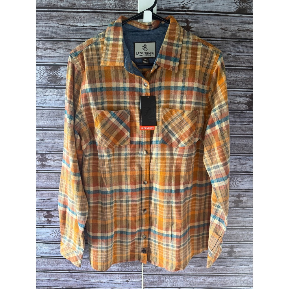 Legendary Whitetails Women's Long-Sleeved Button-Down Flannel Top Sz L Plaid NWT